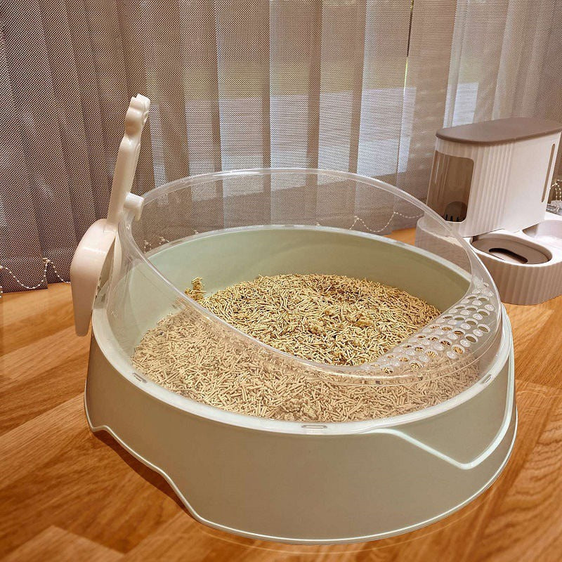 Large Semi-Enclosed Cat Litter Box with Scooper